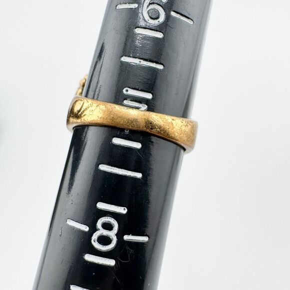 Vintage Sajen Bronze Filigree Heart Ring Dream Blue CZ Retro Glam Modern Chunky - Picture 13 of 14